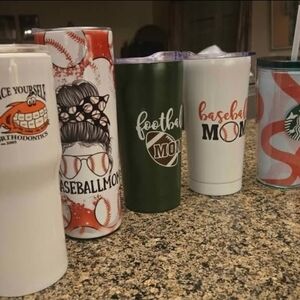 Baseball Mom Tumbler Set - White, Red, Green